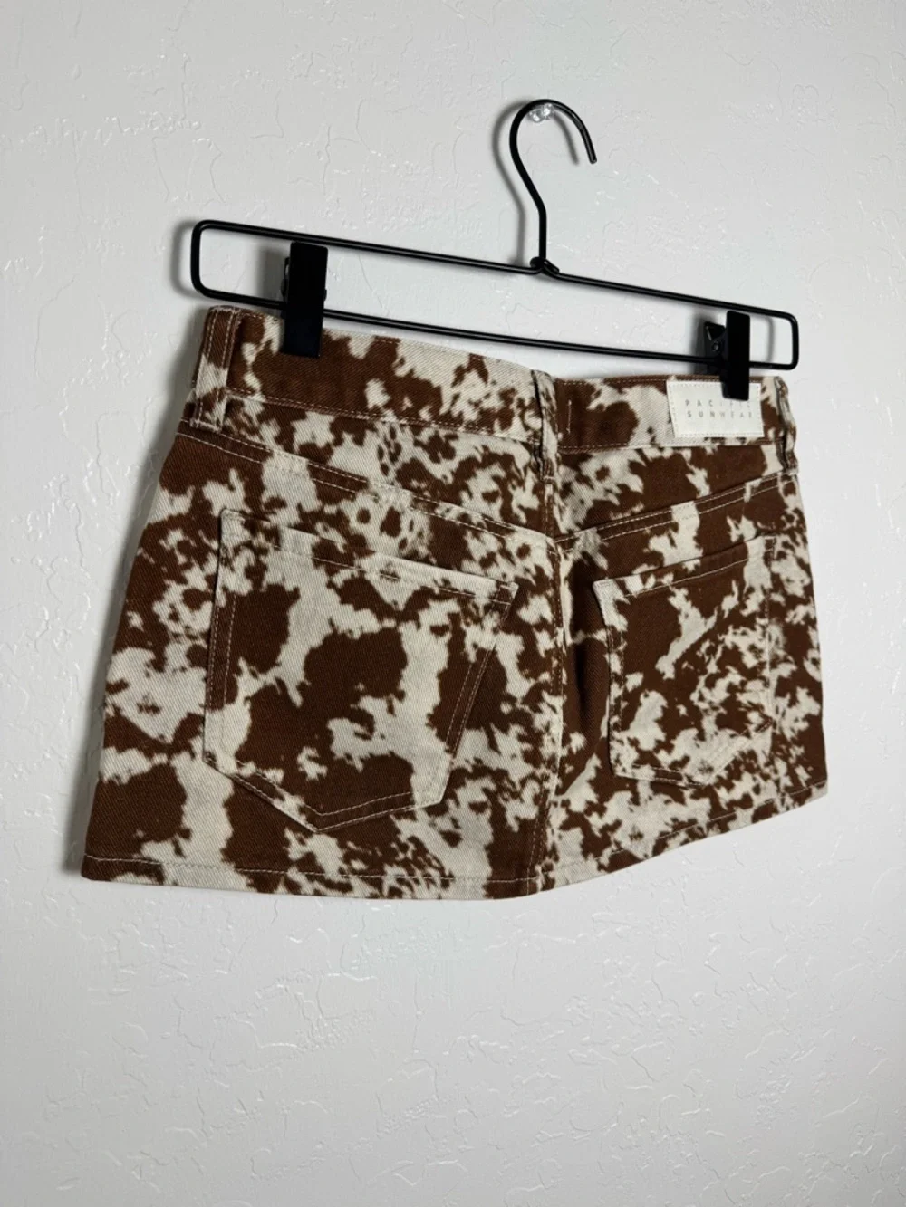 PacSun Cow Print Low Rise Denim Micro Skirt